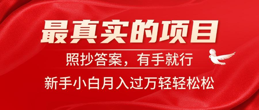 最真实的项目，照抄答案，有手就行，新手小白月入过万轻轻松松-创新Ovo