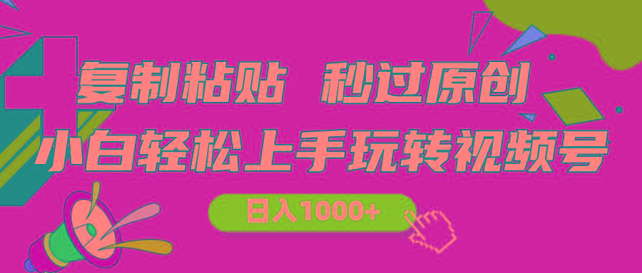 视频号新玩法 小白可上手 日入1000+-创新Ovo