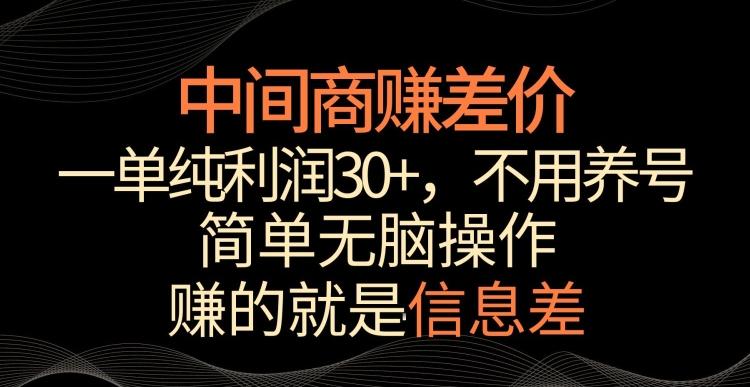 中间商赚差价，一单纯利润30+，简单无脑操作，赚的就是信息差，轻轻松松日入1000+【揭秘】-创新Ovo