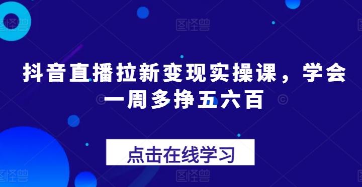 抖音直播拉新变现实操课，学会一周多挣五六百-创新Ovo