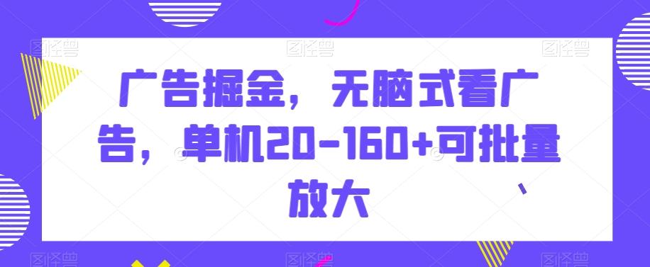 广告掘金，无脑式看广告，单机20-160+可批量放大【揭秘】-创新Ovo