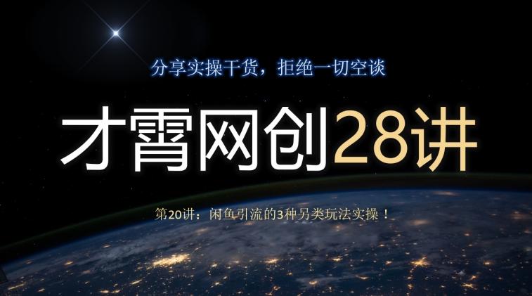 才霄网创28讲第20讲：闲鱼引流的3种另类玩法实操！-创新Ovo