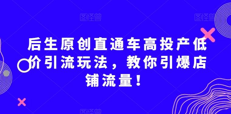 后生原创直通车高投产低价引流玩法，教你引爆店铺流量！-创新Ovo