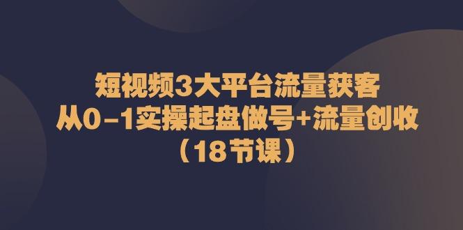 短视频3大平台流量获客：从0-1实操起盘做号+流量创收(18节课)-创新Ovo
