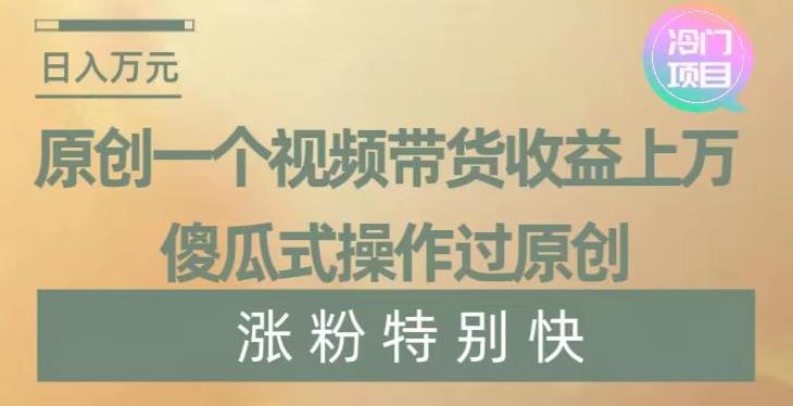 原创一个视频带货收益上万，傻瓜式操作过原创，几分钟做一个视频涨粉特别快【揭秘】-创新Ovo