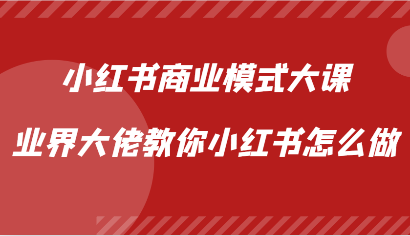 小红书商业模式大课，业界大佬教你小红书怎么做【视频课】-创新Ovo