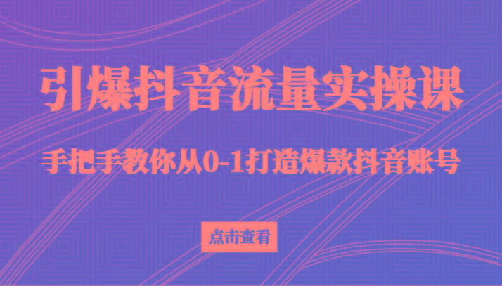 引爆抖音流量实操课，手把手教你从0-1打造爆款抖音账号(27节课)-创新Ovo