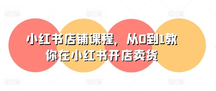 小红书店铺课程，从0到1教你在小红书开店卖货-创新Ovo