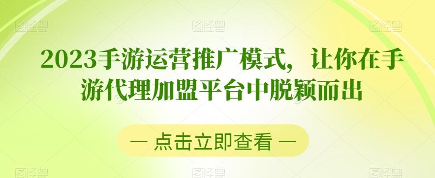 2023手游运营推广模式，让你在手游代理加盟平台中脱颖而出-创新Ovo