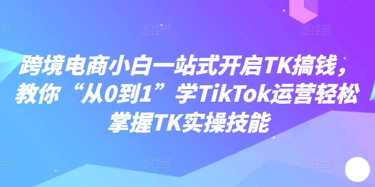 跨境电商小白一站式开启TK搞钱，教你“从0到1”学TikTok运营轻松掌握TK实操技能-创新Ovo