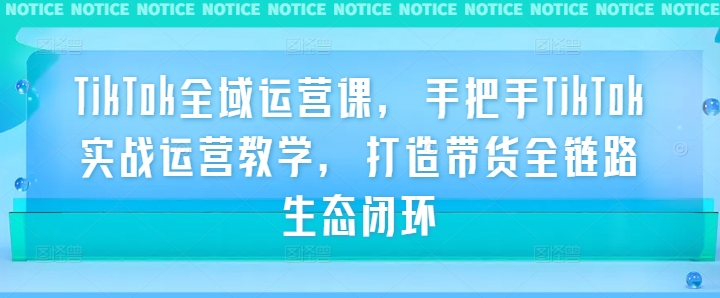 TikTok全域运营课，手把手TikTok实战运营教学，打造带货全链路生态闭环-创新Ovo