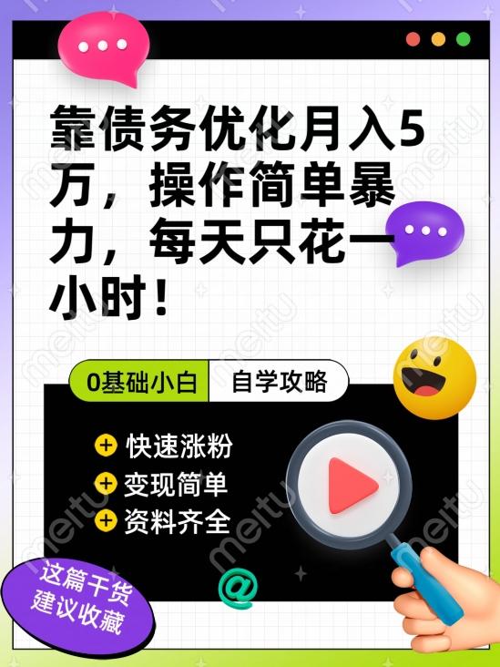 靠债务优化月入五万，每天只要花两个小时，多种方式轻松变现【揭秘】-创新Ovo