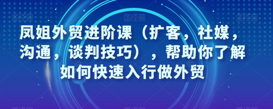 凤姐外贸进阶课（扩客，社媒，沟通，谈判技巧），帮助你了解如何快速入行做外贸-创新Ovo