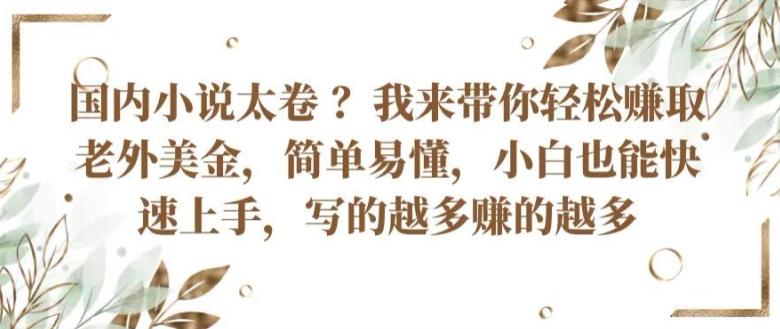 国内小说太卷 ?带你轻松赚取老外美金，简单易懂，小白也能快速上手，写的越多赚的越多【揭秘】-创新Ovo