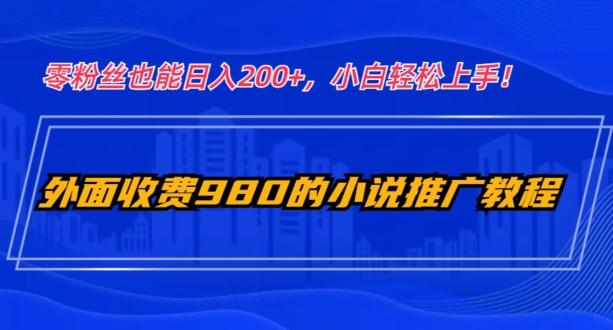 外面收费980的小说推广教程：零粉丝也能日入200+，小白轻松上手！-创新Ovo