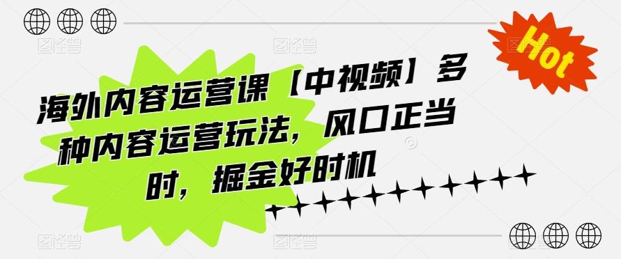 海外内容运营课【中视频】多种内容运营玩法，风口正当时，掘金好时机-创新Ovo