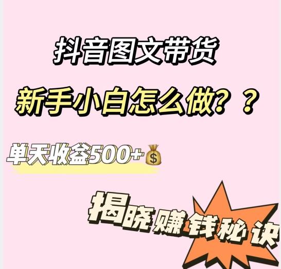 抖音图文带货，新手小白怎么做？单天收益500+【揭秘赚钱秘诀】-创新Ovo