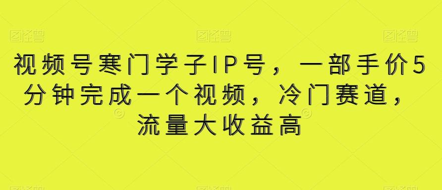 视频号寒门学子IP号，一部手价5分钟完成一个视频，冷门赛道，流量大收益高【揭秘】-创新Ovo