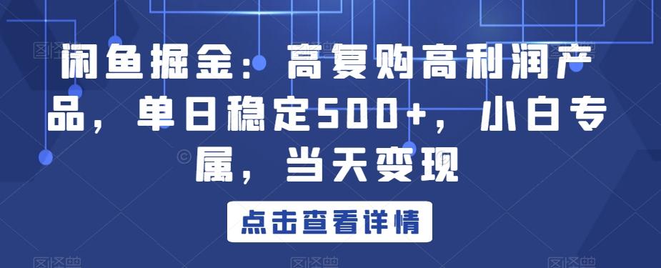 闲鱼掘金：高复购高利润产品，单日稳定500+，小白专属，当天变现-创新Ovo