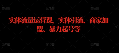 实体流量运营课，实体引流、商家加盟、暴力起号等-创新Ovo