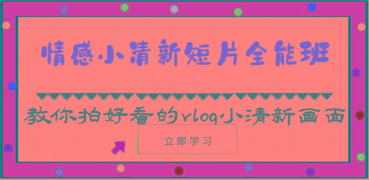 情感小清新短片全能班-教你拍好看的vlog小清新画面(30节课)-创新Ovo