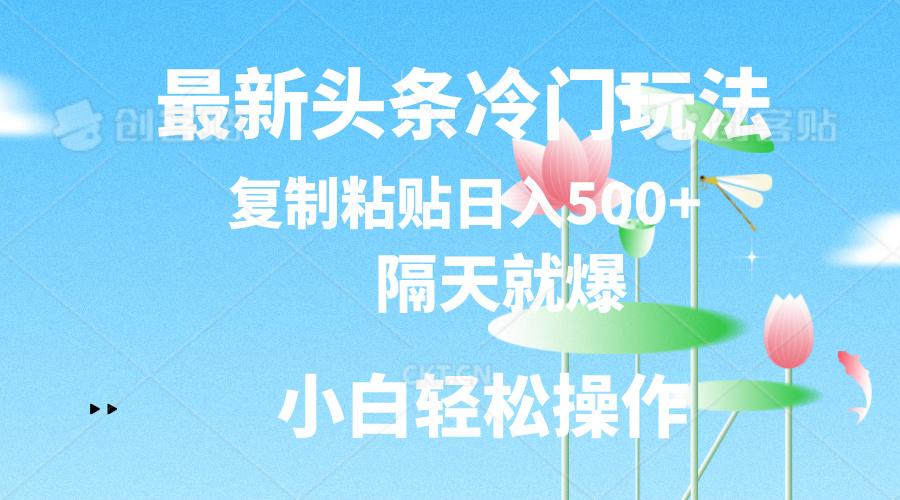 最新头条冷门玩法，隔天就爆，复制粘贴日入500+-创新Ovo