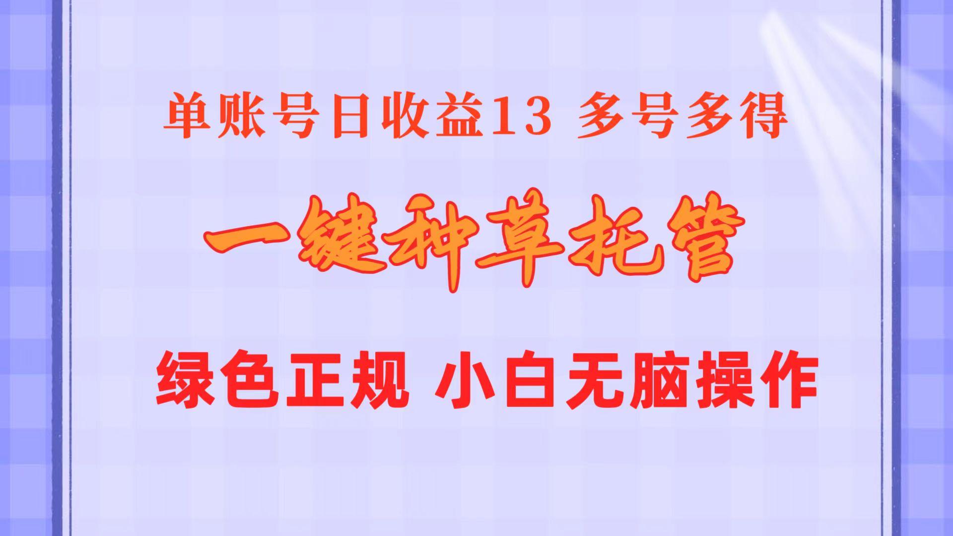 一键种草托管 单账号日收益13元  10个账号一天130  绿色稳定 可无限推广-创新Ovo