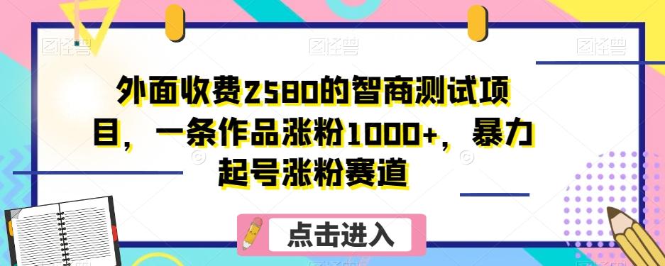 外面收费2580的智商测试项目，一条作品涨粉1000+，暴力起号涨粉赛道【揭秘】-创新Ovo
