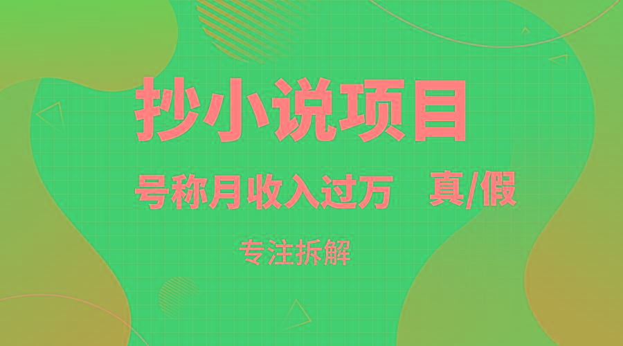 抄小说项目，号称月入过万，到底是否真实，能不能做，详细拆解-创新Ovo