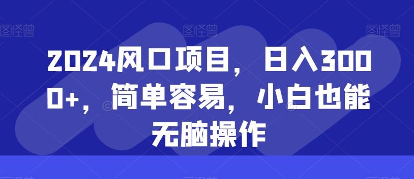 2024风口项目，日入3000+，简单容易，小白也能无脑操作-创新Ovo
