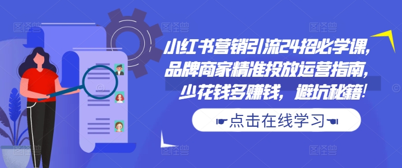 小红书营销引流24招必学课，品牌商家精准投放运营指南，少花钱多赚钱，避坑秘籍!-创新Ovo