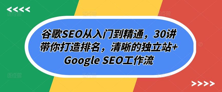 谷歌SEO从入门到精通，30讲带你打造排名，清晰的独立站+Google SEO工作流-创新Ovo