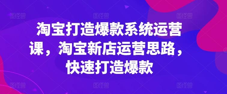 淘宝打造爆款系统运营课，淘宝新店运营思路，快速打造爆款-创新Ovo