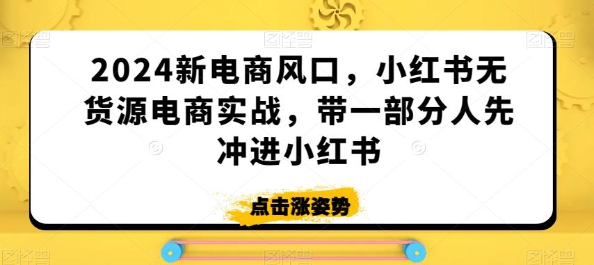2024新电商风口，小红书无货源电商实战，带一部分人先冲进小红书-创新Ovo