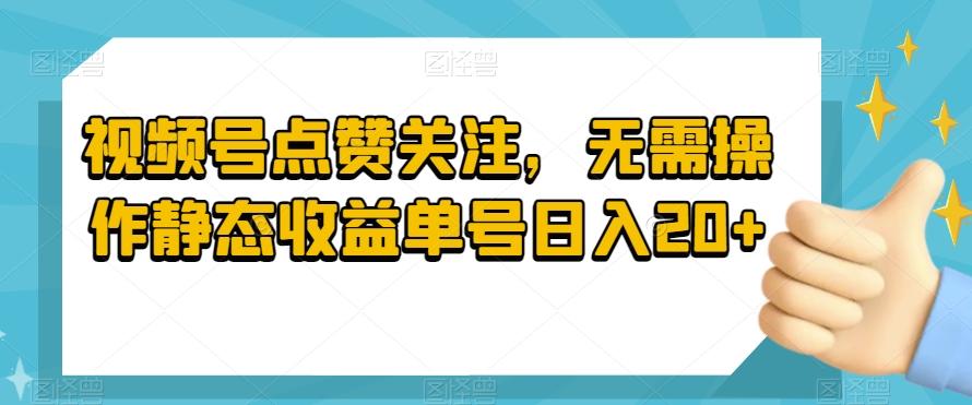 视频号点赞关注，无需操作静态收益单号日入20+-创新Ovo