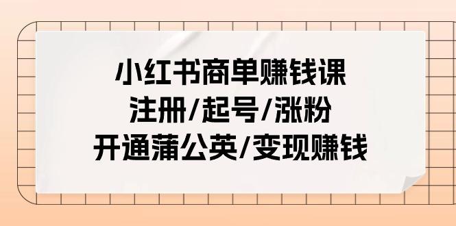 小红书商单赚钱课：注册/起号/涨粉/开通蒲公英/变现赚钱(25节课)-创新Ovo