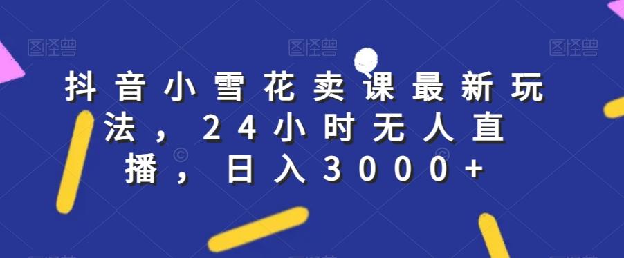 抖音小雪花卖课最新玩法，24小时无人直播，日入3000+【揭秘】-创新Ovo
