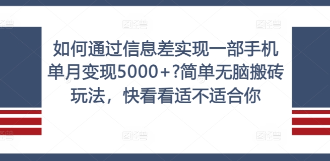 如何通过信息差实现一部手机单月变现5000+?简单无脑搬砖玩法，快看看适不适合你【揭秘】-创新Ovo