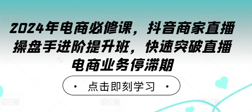 2024年电商必修课，抖音商家直播操盘手进阶提升班，快速突破直播电商业务停滞期-创新Ovo