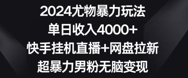 2024尤物暴力玩法，单日收入4000+，快手挂机直播+网盘拉新，超暴力男粉无脑变现【揭秘】-创新Ovo