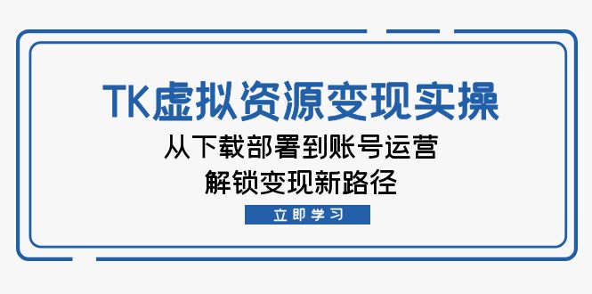 TK虚拟资料变现实操：从下载部署到账号运营，解锁变现新路径-创新Ovo
