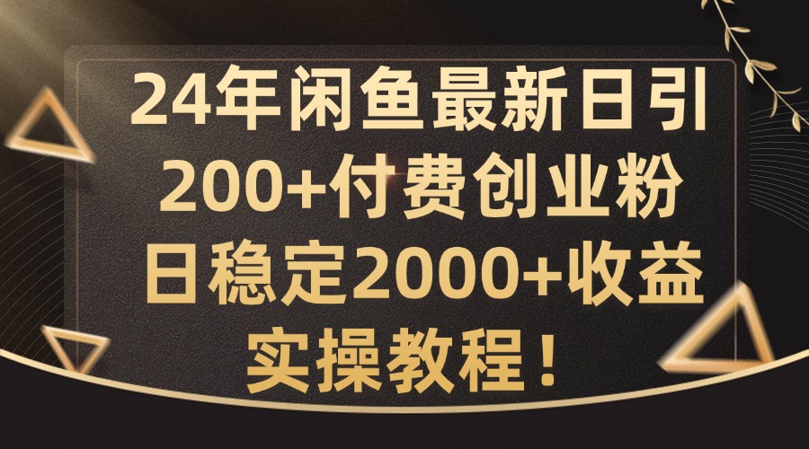 24年闲鱼最新日引200+付费创业粉日稳2000+收益，实操教程【揭秘】-创新Ovo