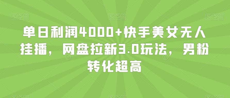 单日利润4000+快手美女无人挂播，网盘拉新3.0玩法，男粉转化超高【揭秘】-创新Ovo