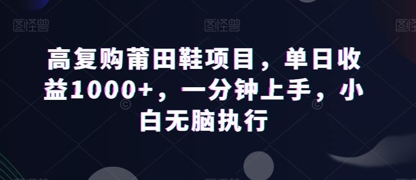 高复购莆田鞋项目，单日收益1000+，一分钟上手，小白无脑执行-创新Ovo