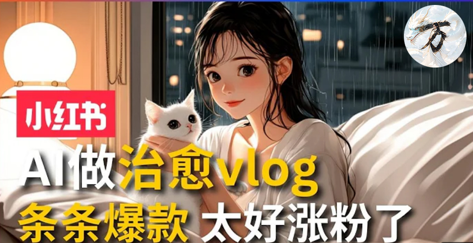 AI治愈系vlog动画视频，小红书1个月轻松涨粉破万，商单报价1500+日入2000+-创新Ovo