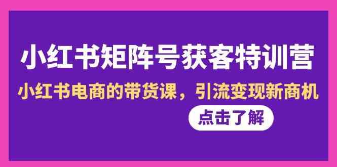 小红书矩阵号获客特训营-第10期，小红书电商的带货课，引流变现新商机-创新Ovo