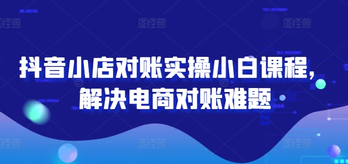 抖音小店对账实操小白课程，解决电商对账难题-创新Ovo