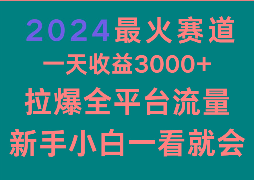 2024最火赛道，一天收一3000+.拉爆全平台流量，新手小白一看就会-创新Ovo