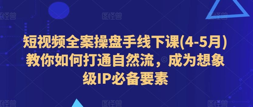 短视频全案操盘手线下课(4-5月)教你如何打通自然流，成为想象级IP必备要素-创新Ovo