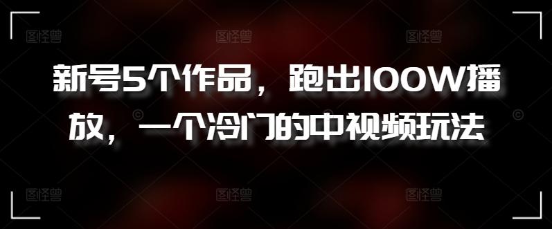 新号5个作品，跑出100W播放，一个冷门的中视频玩法【揭秘】-创新Ovo